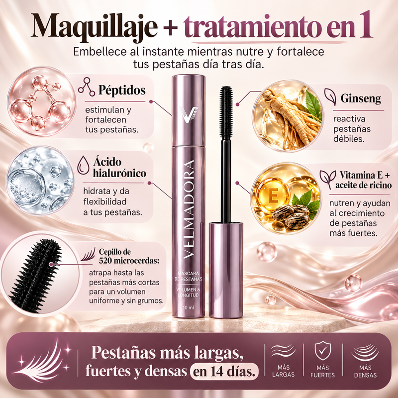 VelmDora - Máscara de Pestañas con Sérum.